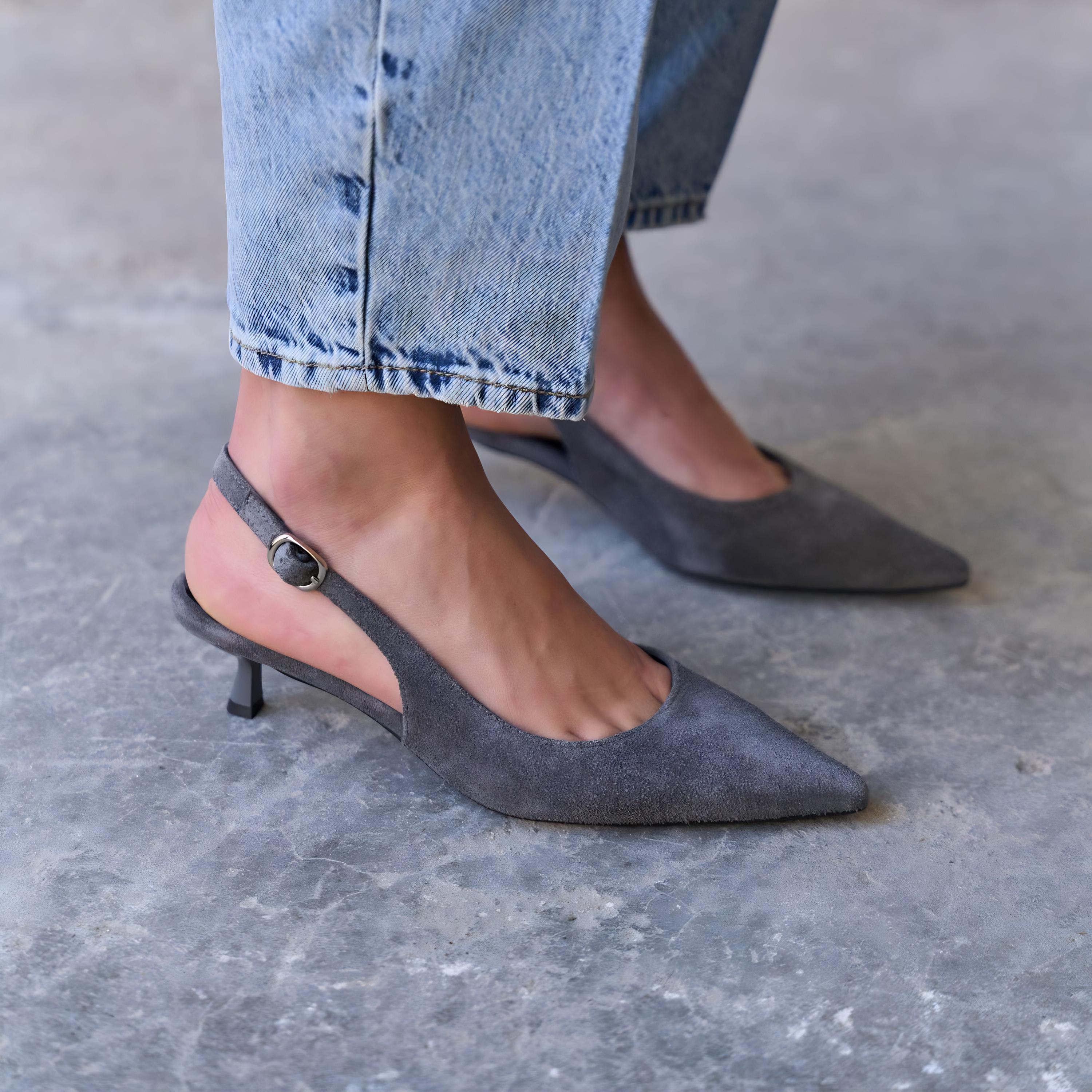 Low Heels Gray Shoes - Etsy
