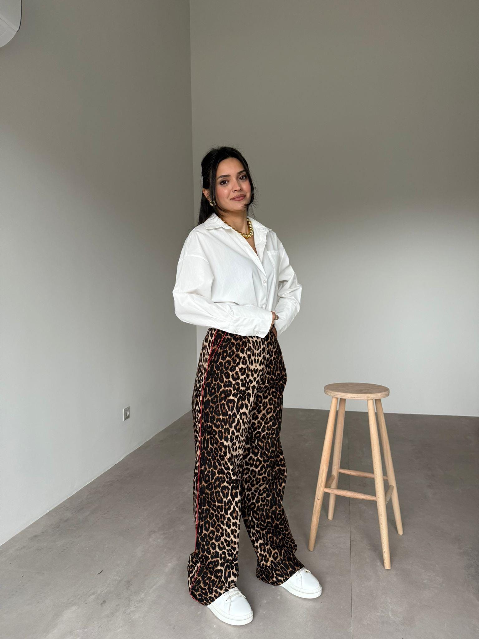 Leopard High Waist Side Bow Pants