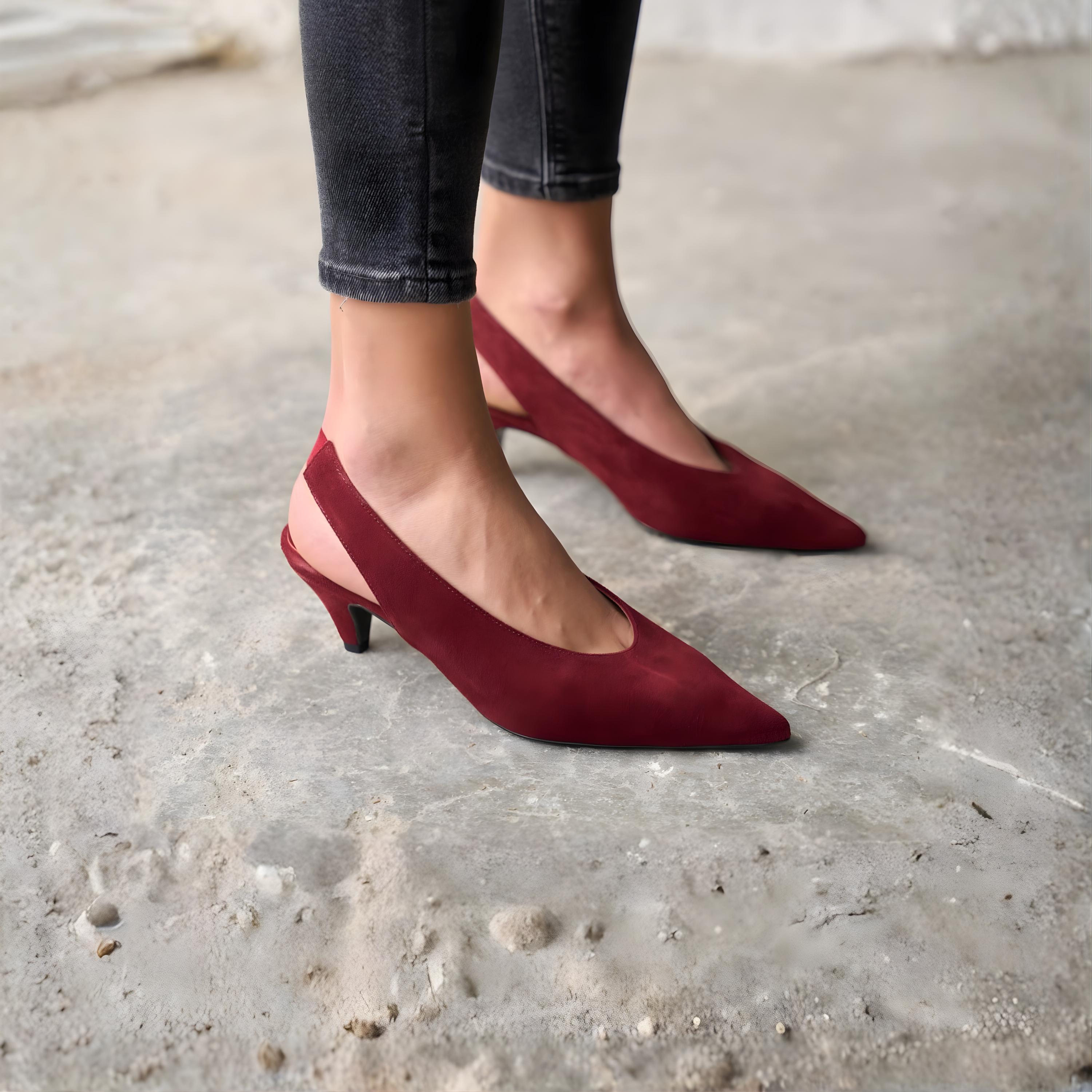 Burgundy Kitten Heel - Etsy