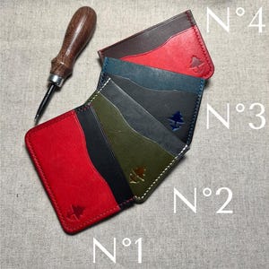Porte-cartes en cuir véritable de vachette au tannage végétal, fabriqué main en France