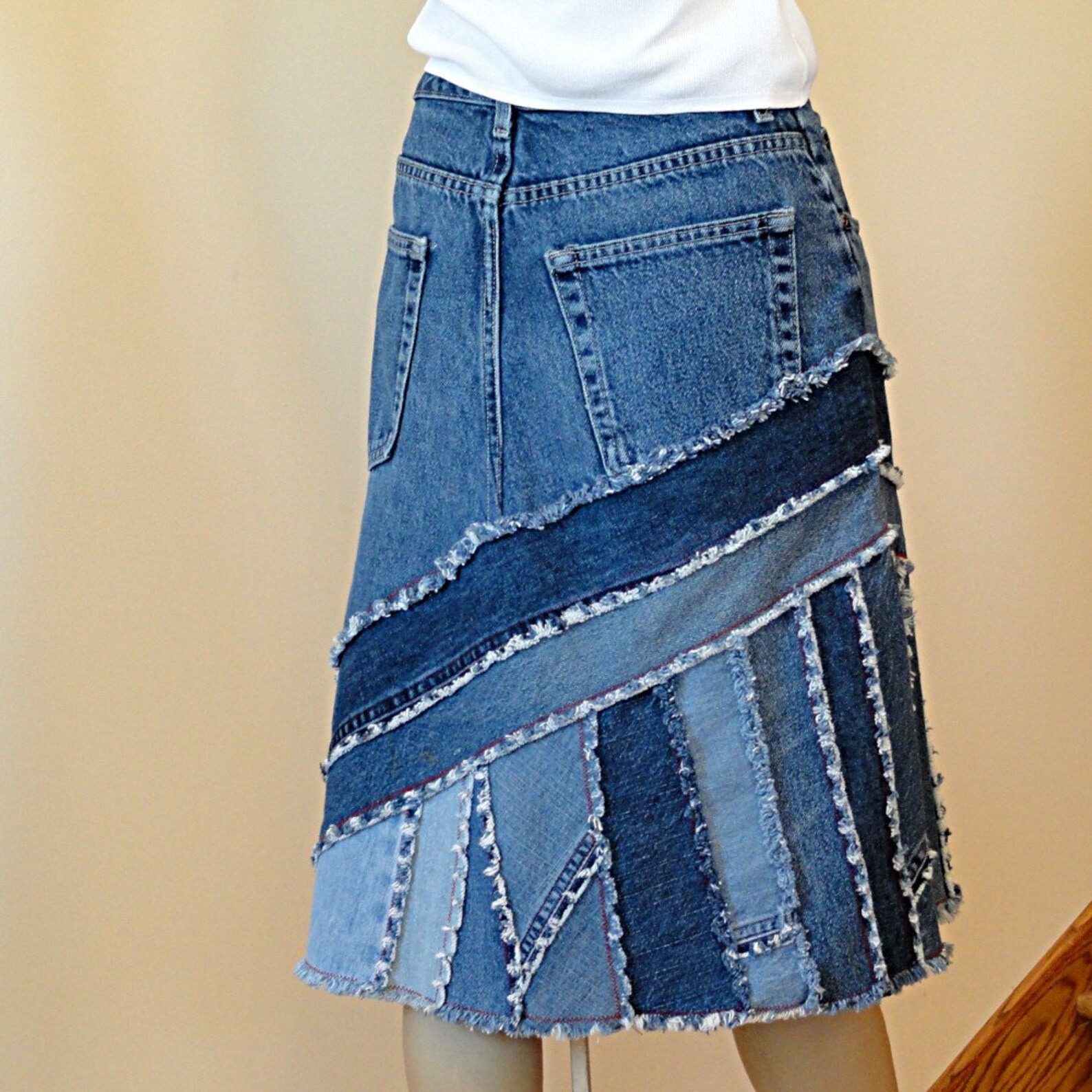 Blue Jeans Skirt Ella 2Day Pieced Denim Skirt Made to Etsy