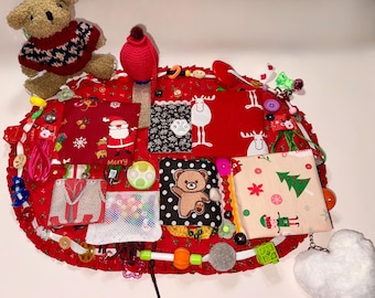 Christmas Sensory Fidget blanket Alzheimers Anxiety Relief Tactile activity mat Autism Dementia Stress Relief Women Gift