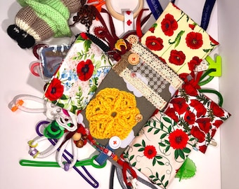Poppy Sensory toy Alzheimer Dementia Fidget Mat Support Autism Fine Motor Skills ADHD Anxiety Relief Stres Photo Pocket Knitted Doll Tactile