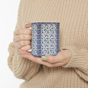 Iznik Fliesenmuster Keramiktasse, Klassische Osmanische Kunst Kaffee Teetasse, Türkische Keramik Design Trinkgefäß, Islamische Küchendekoration, Ramadan Geschenk