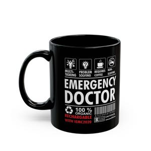 Emergency Doctor Mug, Medical Coffee Cup, ER Doctor Gift, Healthcare Hero Mug, Funny Black Mug, Doctor Appreciation Gift, Medical Student