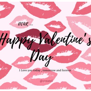 VALENTINE‘S CARD kiss & lips for boyfriend girlfriend, carte Saint Valentin anniversaire petite amie drôle amusante et belle, bisous, lèvres