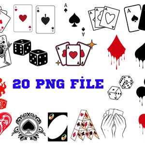 Lot de 20 cartes à jouer, as de coeur, cartes de casino, pique coeur noir, coeur rouge, joueur squelette, dés enflammés, cartes à jouer de poker, as