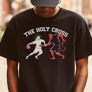 Jesus Crossing Up The Teufel Shirt Das Heilige Kreuz T-Shirt Teufel Basketball Jesus T-Shirt Christian Papa Geschenk Basketball Spieler Mama Geschenk