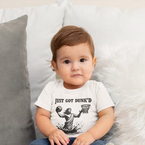 Just Got Dunk&#39;d Shirt Baptism Baby Shirt Funny Baptized Baby Boy Gift Jesus Playing Basketball Shirt Baptized Girl Gift Just Got Dunked Baby