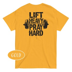Lift Heavy Pray Hard Shirt Christian Gym Dad Gift Religious Bodybuilder Gift Jesus And Gym t-Shirt Weightlifting Shirt Gym Lover Gift image 6