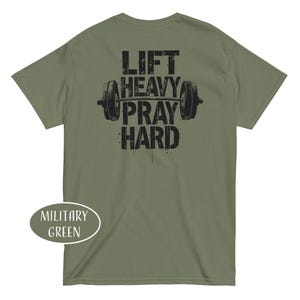 Lift Heavy Pray Hard Shirt Christian Gym Dad Gift Religious Bodybuilder Gift Jesus And Gym t-Shirt Weightlifting Shirt Gym Lover Gift image 8