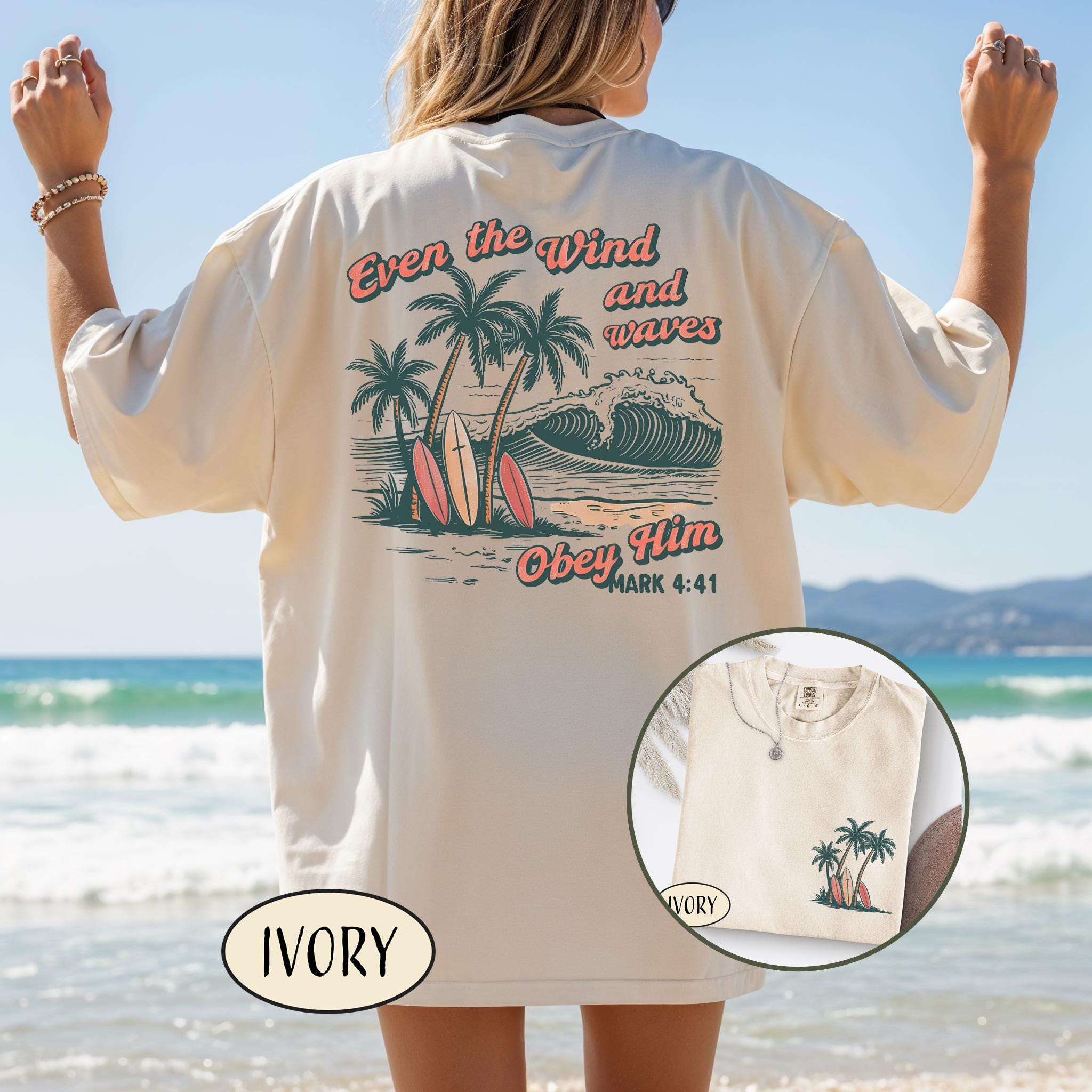 Even the Wind and Waves Obey Him Shirt Christian Surfing T-shirt