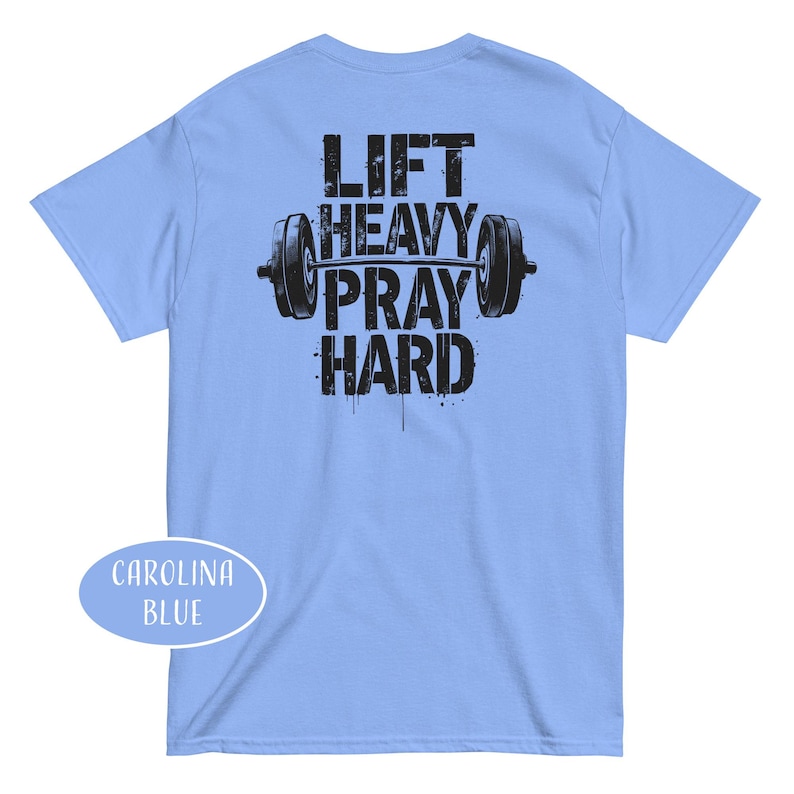 Lift Heavy Pray Hard Shirt Christian Gym Dad Gift Religious Bodybuilder Gift Jesus And Gym t-Shirt Weightlifting Shirt Gym Lover Gift image 4