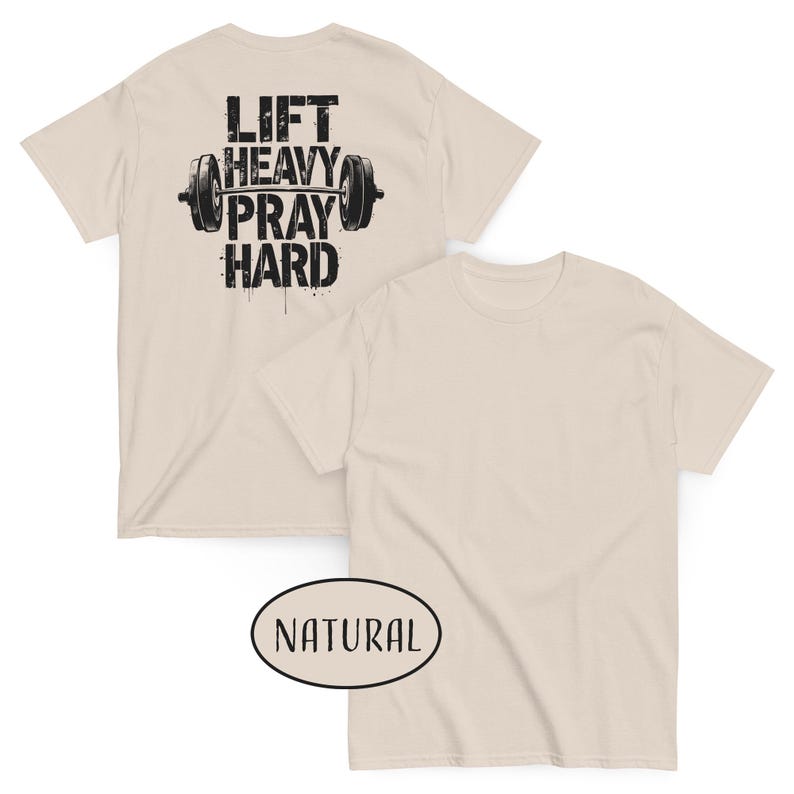 Lift Heavy Pray Hard Shirt Christian Gym Dad Gift Religious Bodybuilder Gift Jesus And Gym t-Shirt Weightlifting Shirt Gym Lover Gift image 2