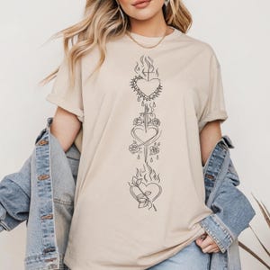 Three Sacred Hearts Shirt Three Hearts Of The Holy Family T-Shirt Modern Catholic Mom Gift Minimalist Christian Dad Gift Jesus Mary Joseph