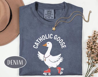 Koszulka Catholic Goose Koszulka Christian Mom Koszulka Silly Goose Koszulka Cute Religijna Kobieta Zabawna Koszulka Miłośników Jezusa Koszulka Wiary