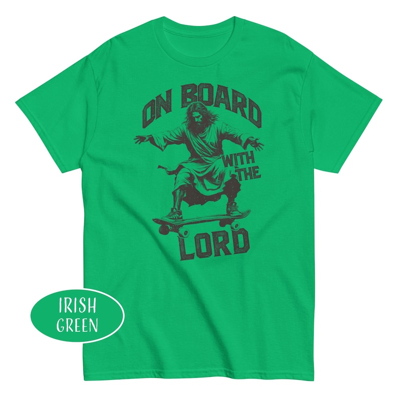 On Board With The Lord Shirt Jesus Skateboarding T-Shirt Skateboarding Christian Gift Jesus Skateboard Lover Shirt Religious Humor Shirt image 5