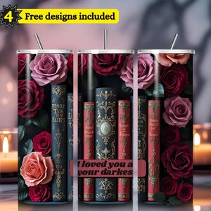 Romantasy Tumbler Wrap PNG: Dark Romance Book Design (Digital Download)