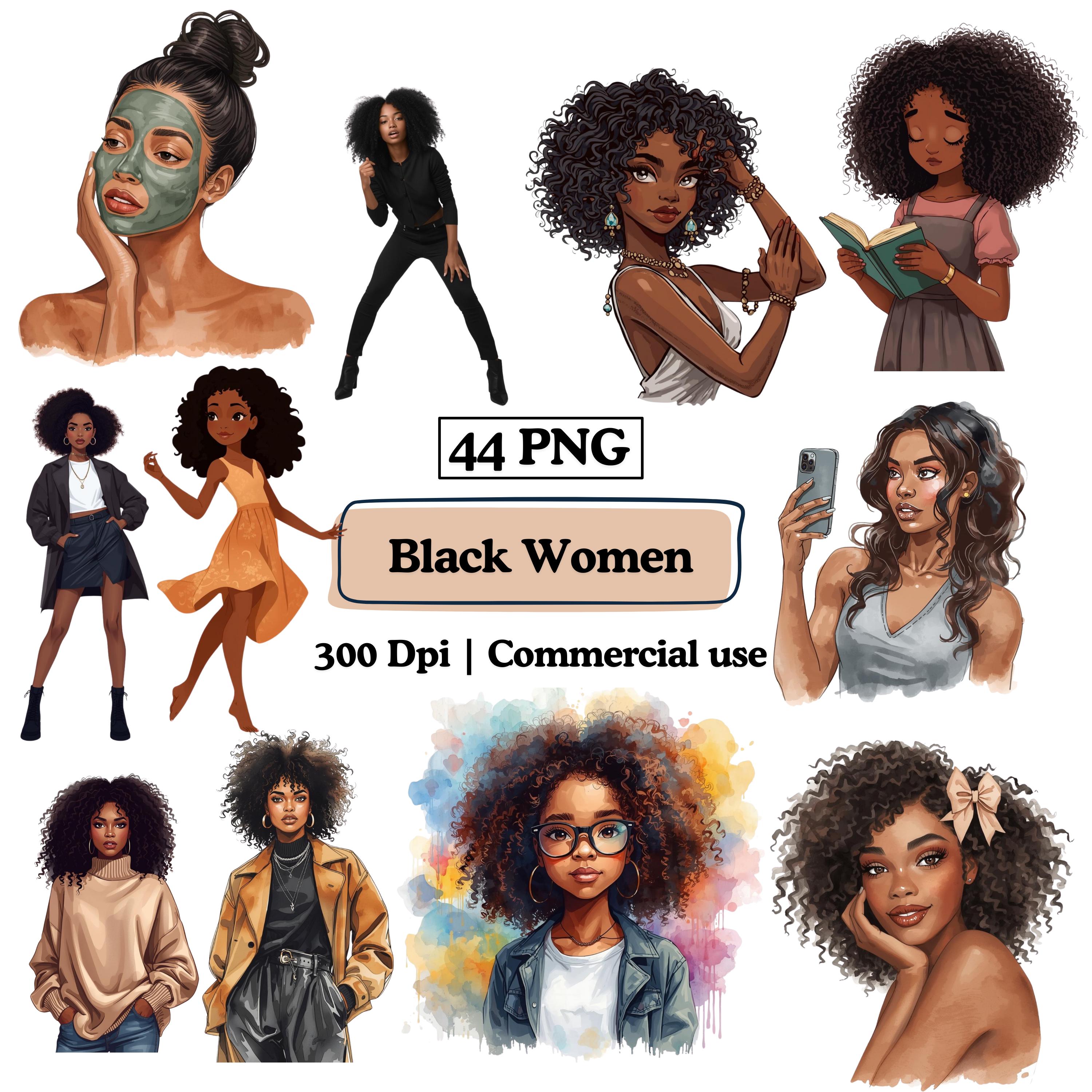 Black Girl Clipart Boss Lady PNG Bundle, Denim Fashionable Girl ...