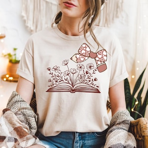 Pencil coquette book PNG, Teacher appreciation sublimation Teacher book shirt PNG Digital Download, Floral book PNG teacher tote bag design