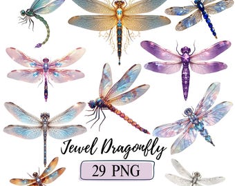 Pastel Dragonflies PNG Bundle Vintage Dragonfly Clipart Set, Watercolor Fantasy Dragonfly PNG Graphics Whimsical Jewel Insects illustrations