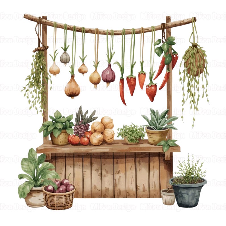 Fruit and Vegetable Clipart Bundle Watercolor Veggie & Fruit Png ...