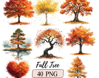 Fall Trees Clipart Watercolor Autumn Tree Png Fall Vibes Forest Treeline Landscapes Plants Colorful Autumn Leaves Border Home Decor Graphics