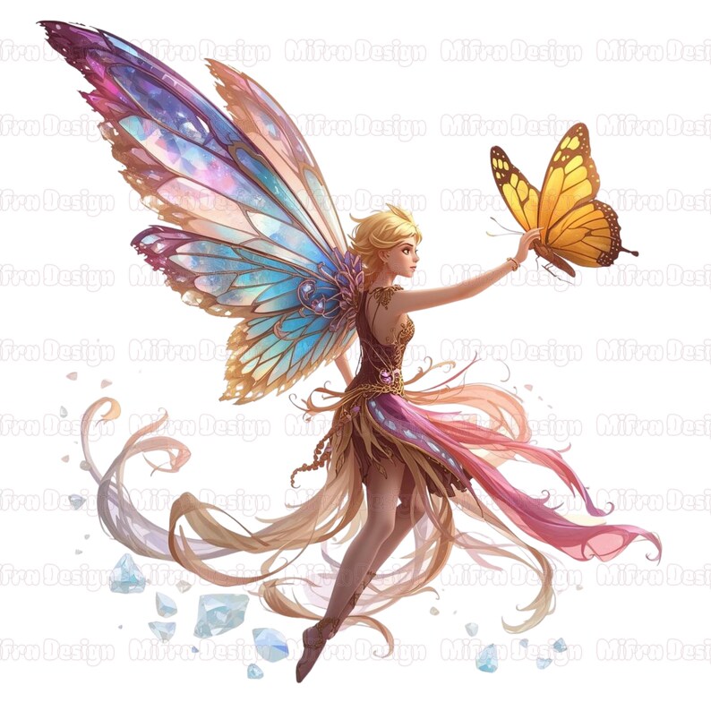 Fairy Butterflies Png Fantasy Butterfly Fairy Clipart Bundle Enchanting ...