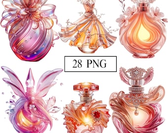 Luxury Perfume Bottle Clipart pastel Perfume cologne PNG Vintage Perfume Antique Fragrance Bottle Fancy Feminine Floral Pink Perfume Bottles