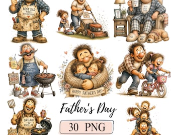 Fathers Day Clipart Vintage Cars Toolbox Dad Life BBQ Watercolor Mens Gift Elements Best Dad Ever Grill Master Father Son Daughter Handyman