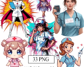 Nurse Life PNG Bundle Whimsical Nurse Clipart Bundle, Nurse Appreciation Sublimation, Doctor Girls Medical Equipment Designs Gift for Nurse