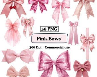 Pink Coquette Bow Tie Clipart Boho Ribbon PNG Bundle, Watercolor Girly Graphics Sublimation Design Silk Coquette Lace Aesthetic Ribbon Bow