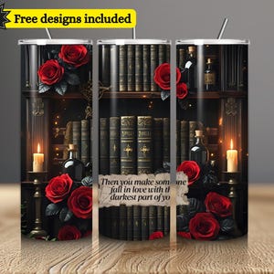 Romantasy Tumbler Wrap PNG: Dark Romance Book Design (Digital Download)