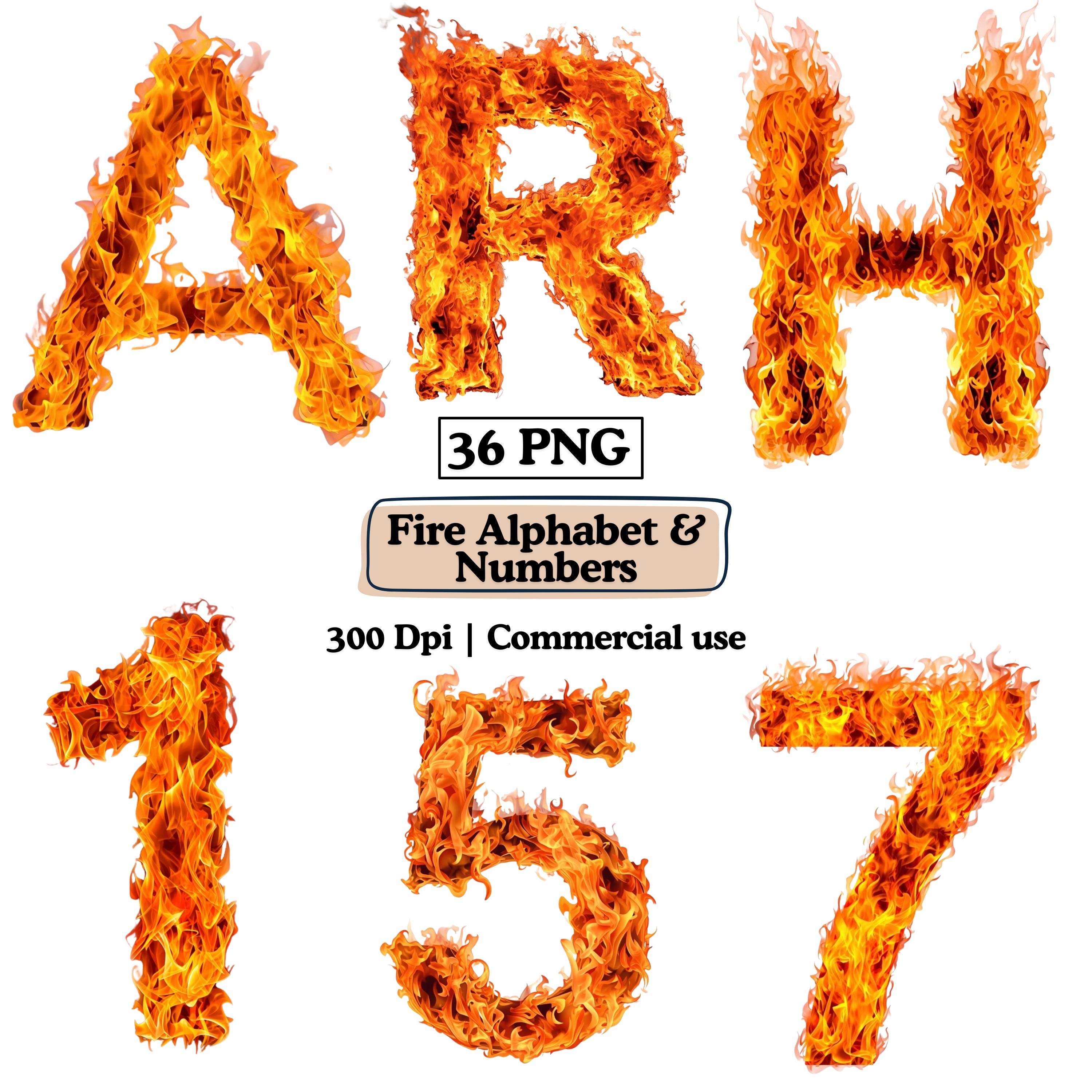 Fire Number Rwf034 Fire Alphabet and Numbers PNG Letter Clipart Bundle Kawaii Burning Fire ...