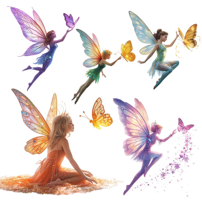 Fairy Butterflies Png Fantasy Butterfly Fairy Clipart Bundle Enchanting ...