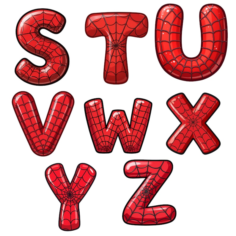 Spiderman Alphabet Spidey Font Birthday Numbers PNG Bundle Spider ...