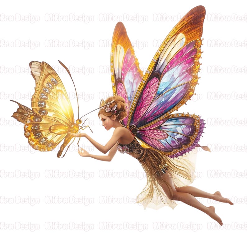 Fairy Butterflies Png Fantasy Butterfly Fairy Clipart Bundle Enchanting ...