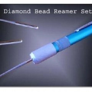May include: A set of diamond bead reamers in a blue and silver case. The set includes three reamers of different sizes.