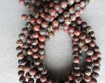 Leopardskin Jasper Beads (natural), 4mm or 8mm Round, sold per strand