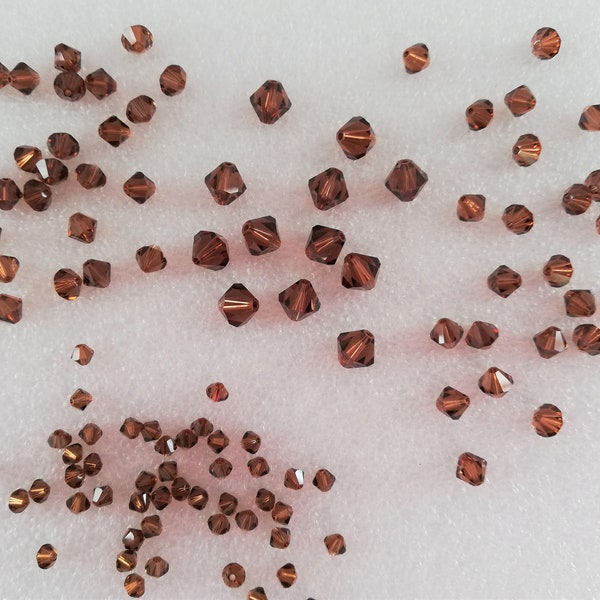 Smoky Topaz, Swarovski Crystal Bicone Beads(5301/5328), 4mm or 6mm or 8mm, Sold per pack.