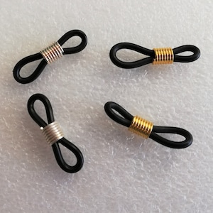 20 Black Rubber Eye-glass Holder, Adjustable Gold or Silver Plated coil(con-01)