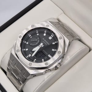 Benutzerdefinierte Silber Metall G-Shock GA-2100 : Modifizierte Casio Herrenuhr Geschenk