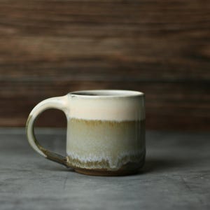 Handmade Ceramic Mug, Green & White Pottery Cup, 12 oz, Coffee and Tea Cup