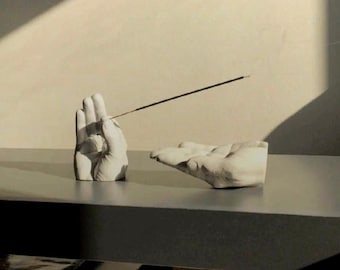 Handmade Concrete Incense Holder Set: Minimalist Hand-Shaped Burner