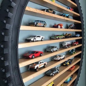 LED Tire Car Display Shelf: Kids Room Decor, Hot Wheels Storage