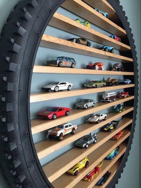 LED Tire Car Display Shelf: Kids Room Decor, Hot Wheels Storage