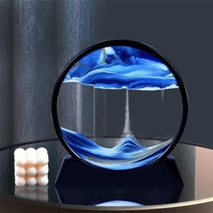 7 Inch Moving Sand Art Frame – 3D Flowing Hourglass for Desk Decor, Relaxation & Meditation