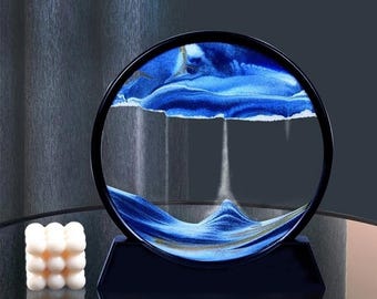 Marco de arena móvil de 18 cm: reloj de arena 3D que fluye para decorar tu escritorio, relajarte y meditar.