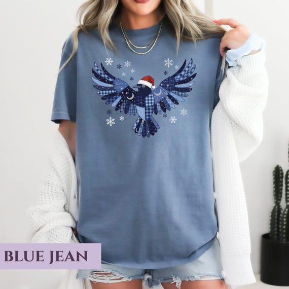 Wisdom House Raven Christmas Patchwork Comfort Colors T-Shirt or Sweatshirt, Wizard School Holiday Fandom Gift