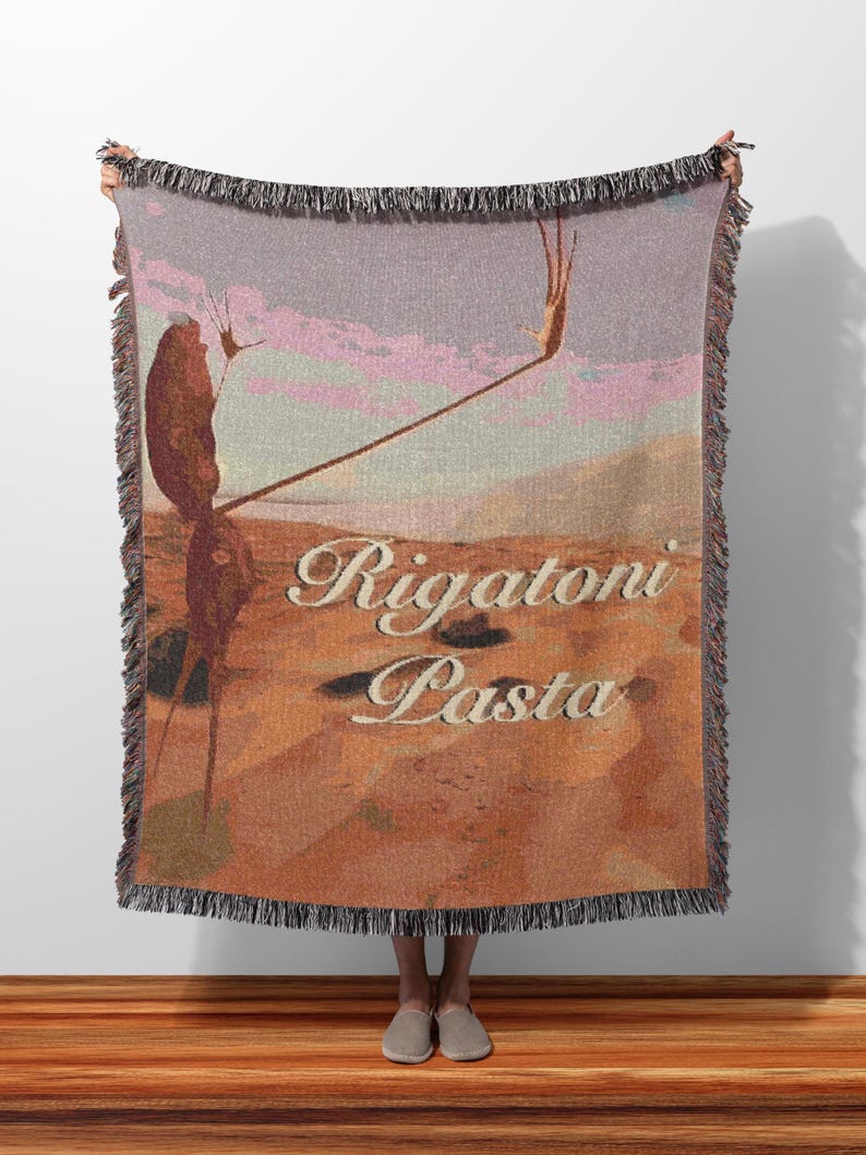 Curated visual reference: Marcus The Worm Woven Throw Blanket Rigatoni Pasta Quote Tapestry Photo Inspiration